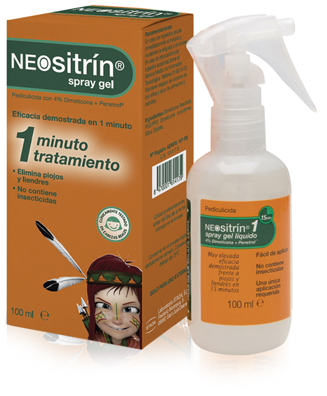 Neositrin Champú post tratamiento piojos, 100ml + Spray Gel - Elimina 100%  piojos y liendres en 1 minuto y en 1 aplicación, 100ml